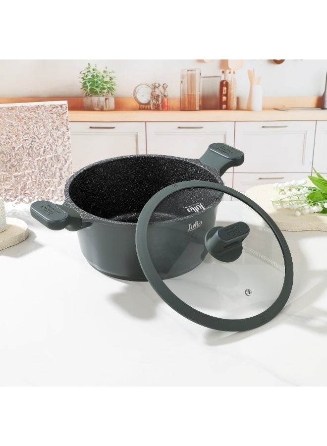 جوليا قِدر جوليا  إيليت برو 20 سم مع غِطاء - أخضر - جرانيت أسود غير لاصق - يدعم الحث الحراري - Image 2